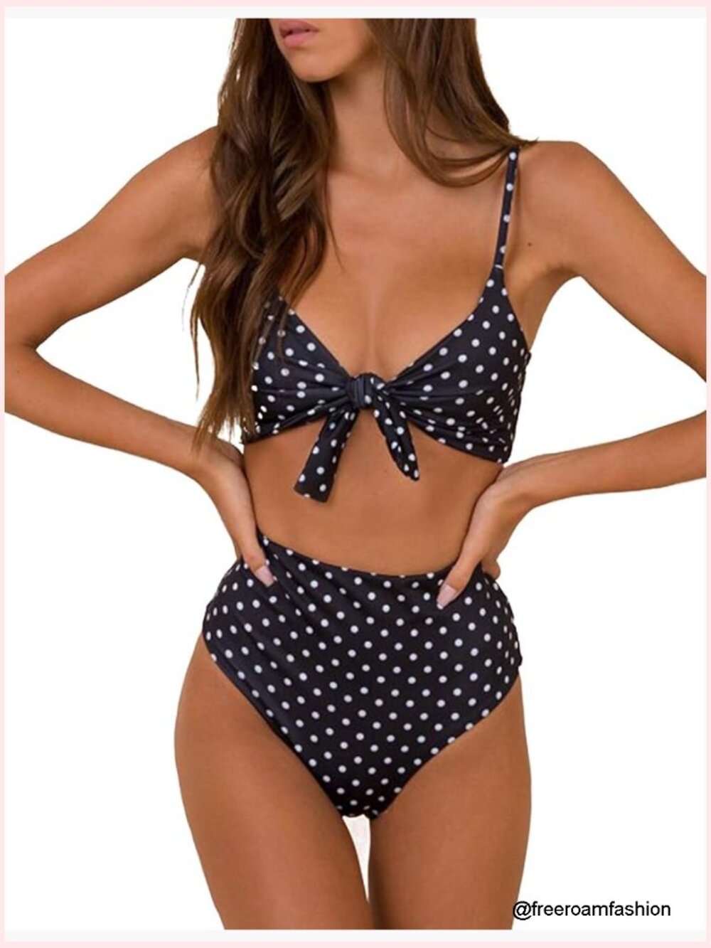 High Waisted Bikini Set Tie Knot Front Two Piece Swimwear Bathing Suit